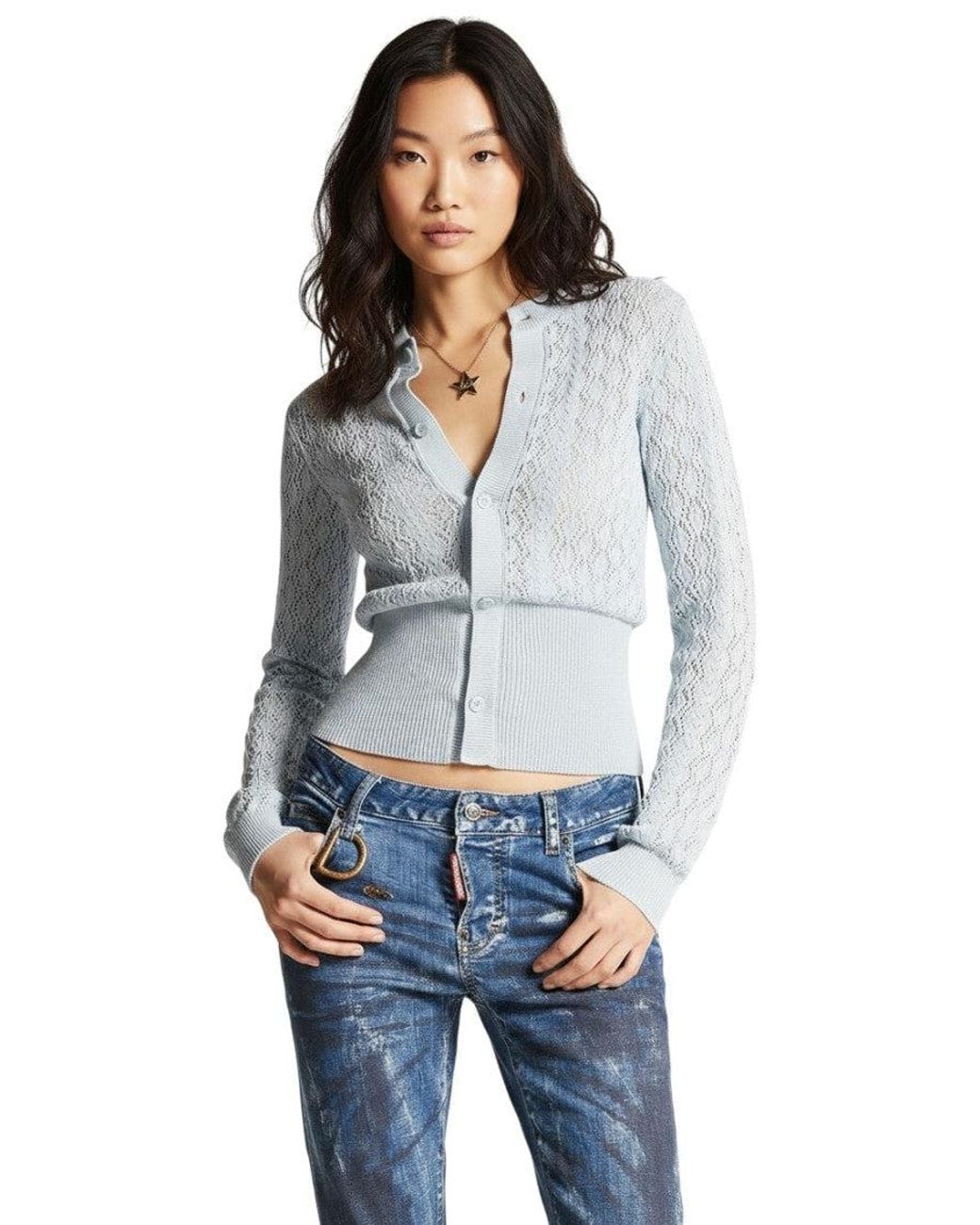 DSquared² Blue Sky Knitted V Neck Cardigan