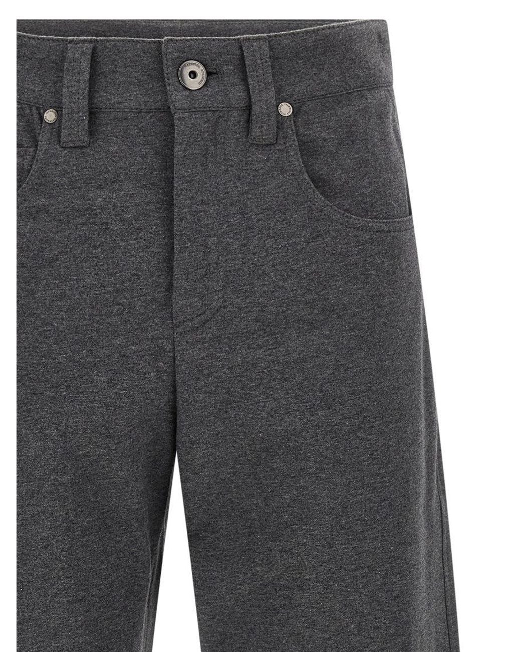 Brunello Cucinelli Gray Cotton Trousers