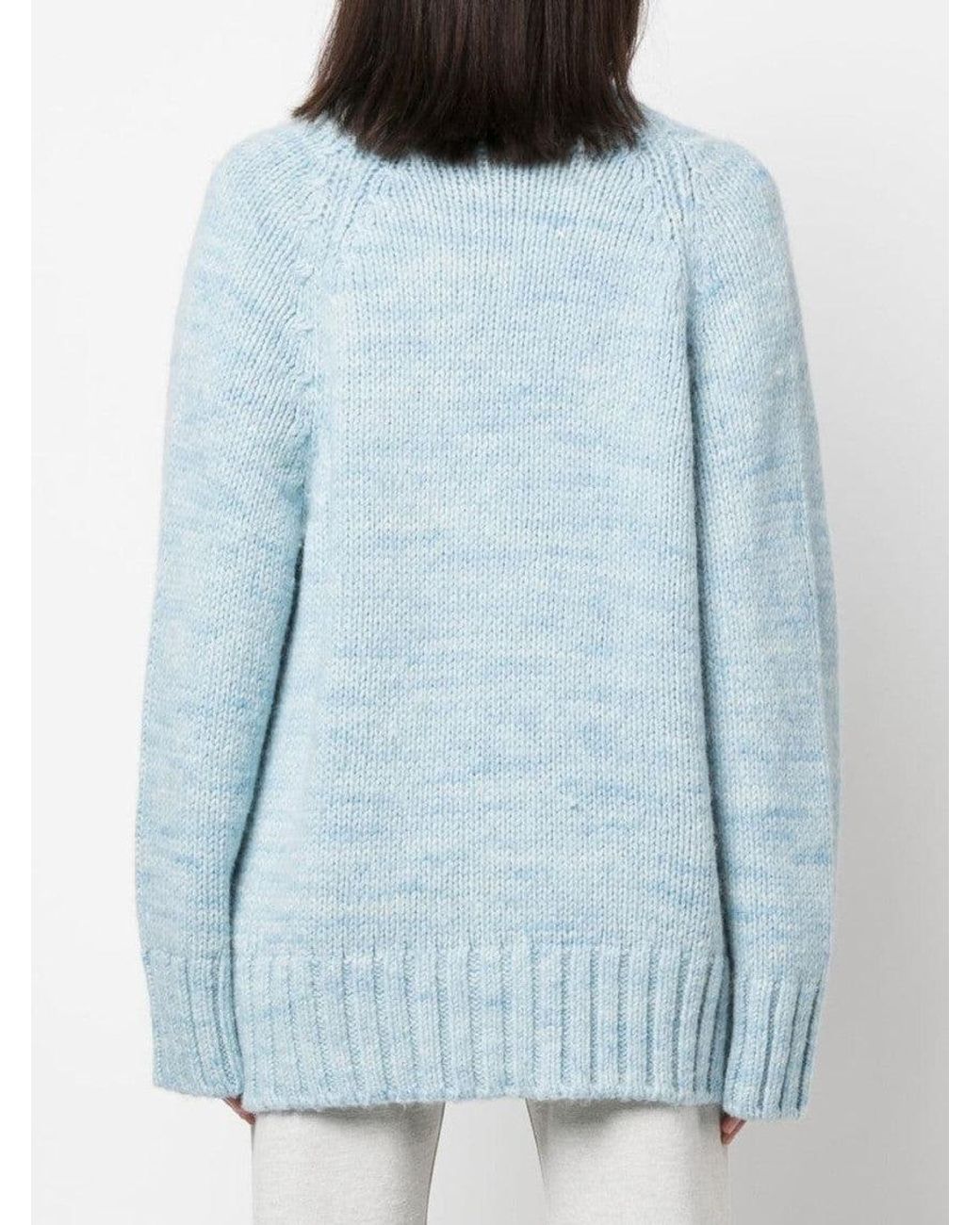 Maison Margiela Blue V-Neck Wool Cardigan