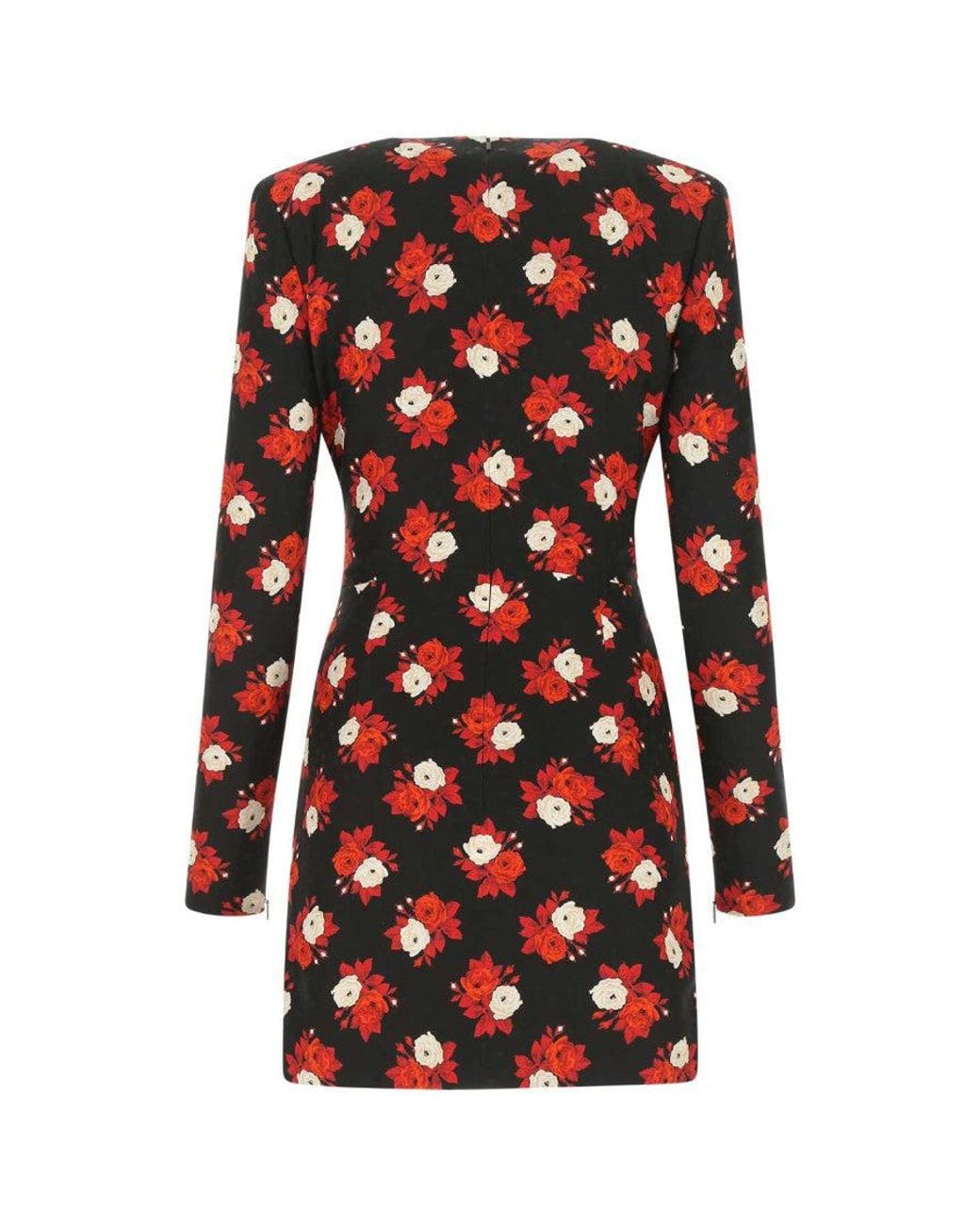 Saint Laurent Red Printed Silk Mini Dress