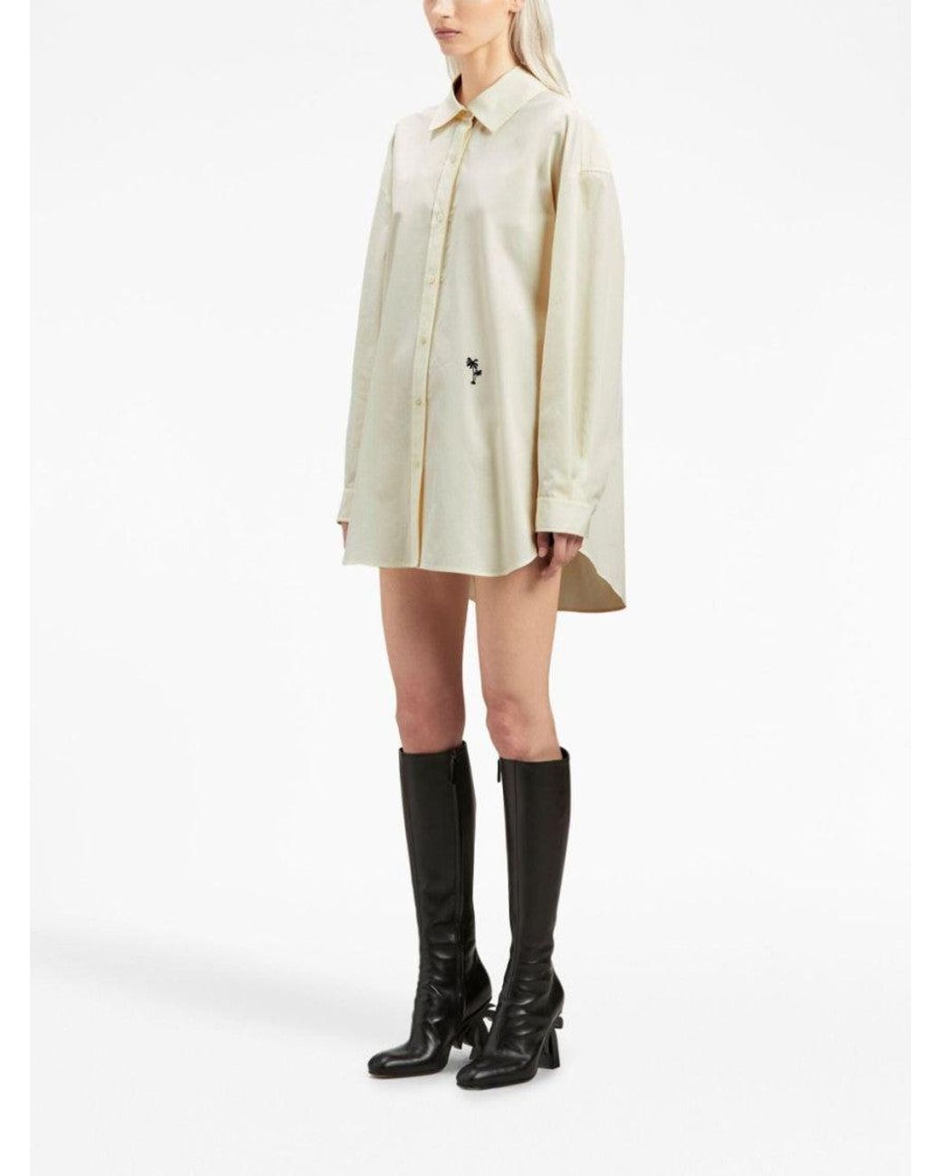 Palm Angels White Logo Cotton Shirt