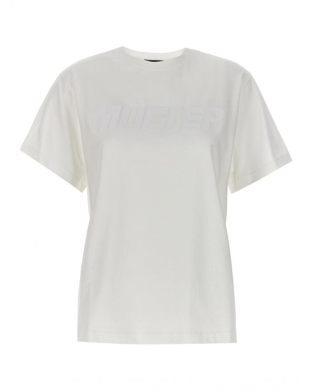 Mugler White Rubberized Logo T-Shirt