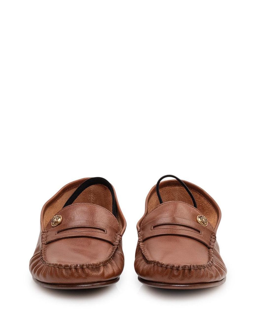 Versace Brown Metallic Front Loafers