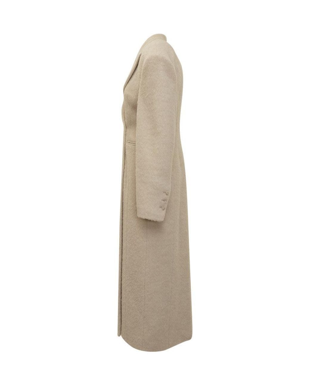 ANDAMANE Natural Off Peaked Lapel Trench Coat