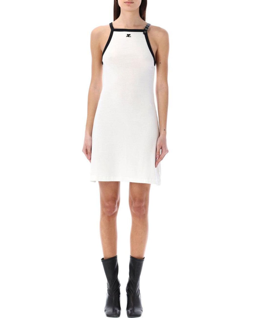 Courreges White Halter Neck Mini Dress