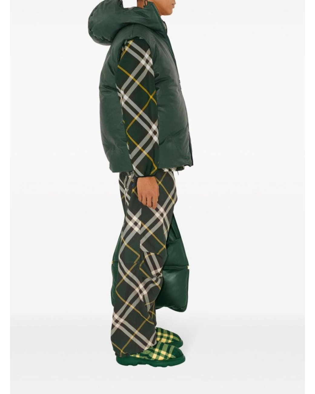 Burberry Green Dark Check Pattern Pant for men
