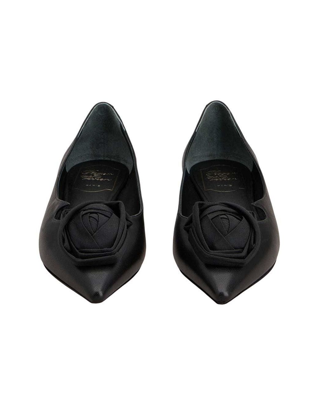 Roger Vivier Black Leather Ballet Flats