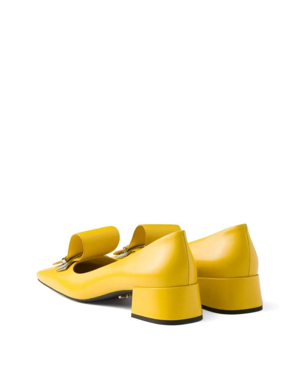 Prada Yellow 35Mm Brushed-Leather Pumps