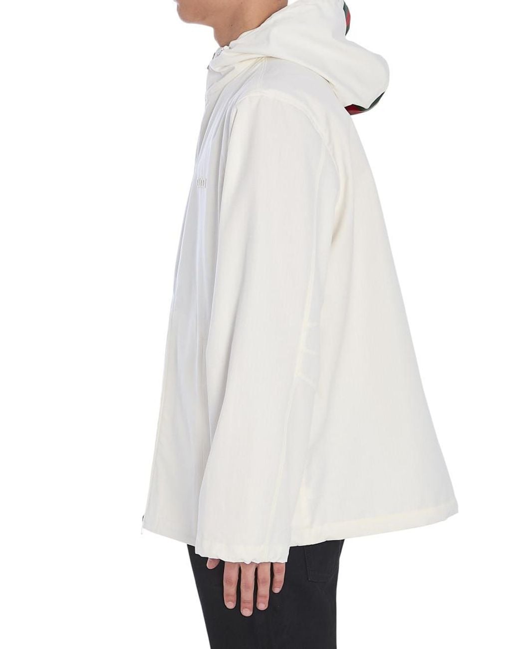 Gucci White Solid Hood Jacket for men