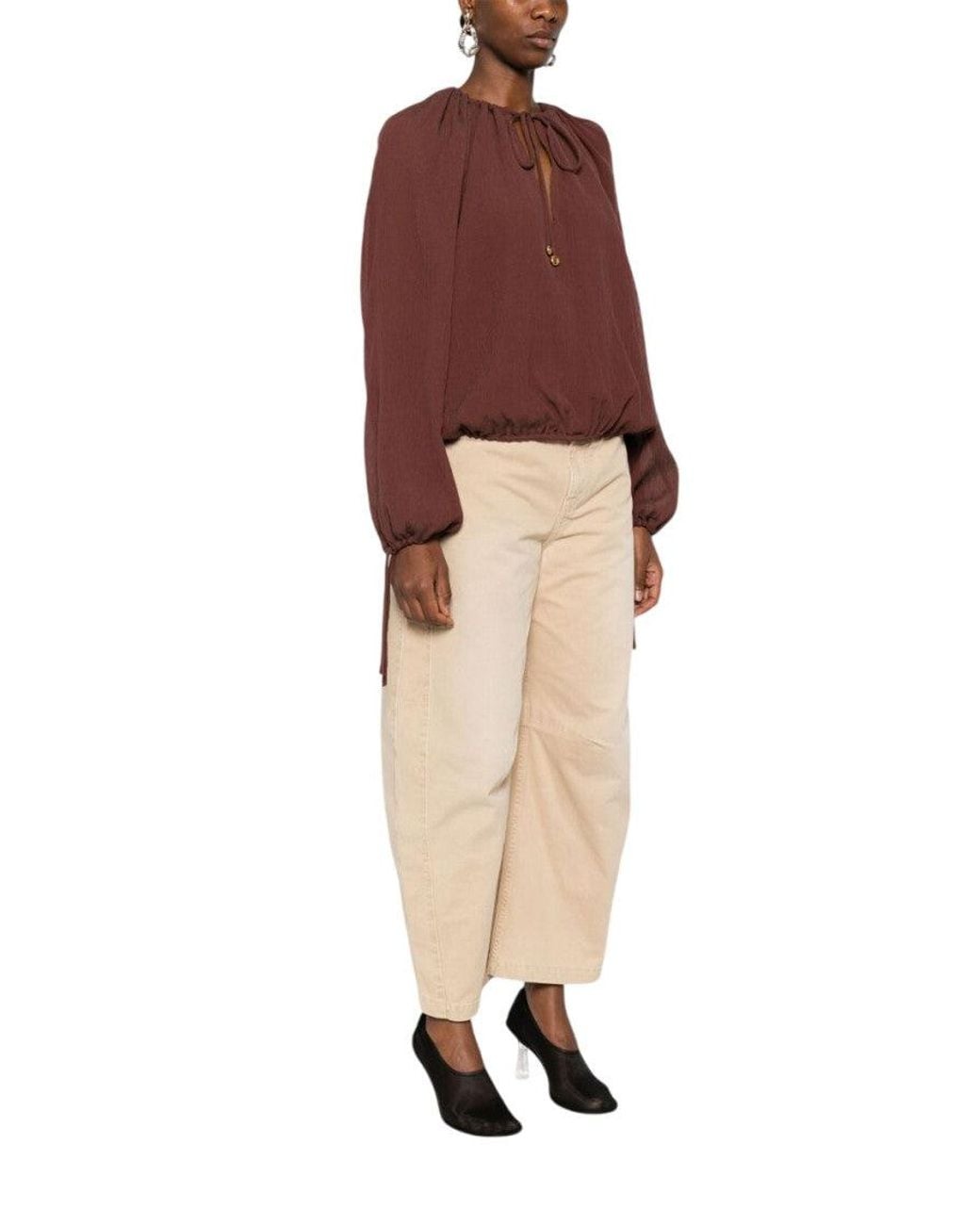 Loewe Red Solid Round Neck Top