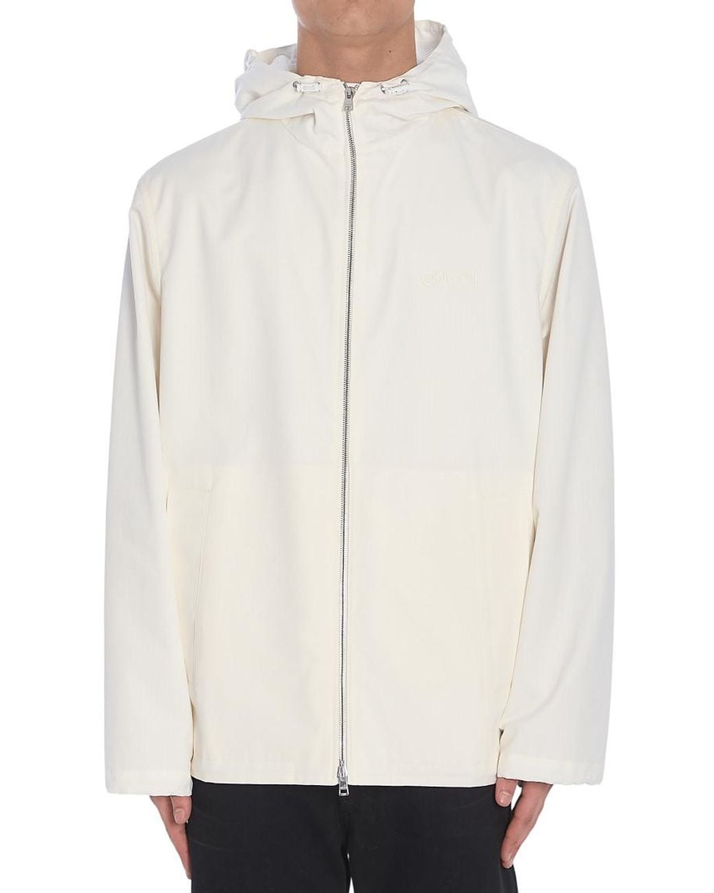 Gucci White Solid Hood Jacket for men
