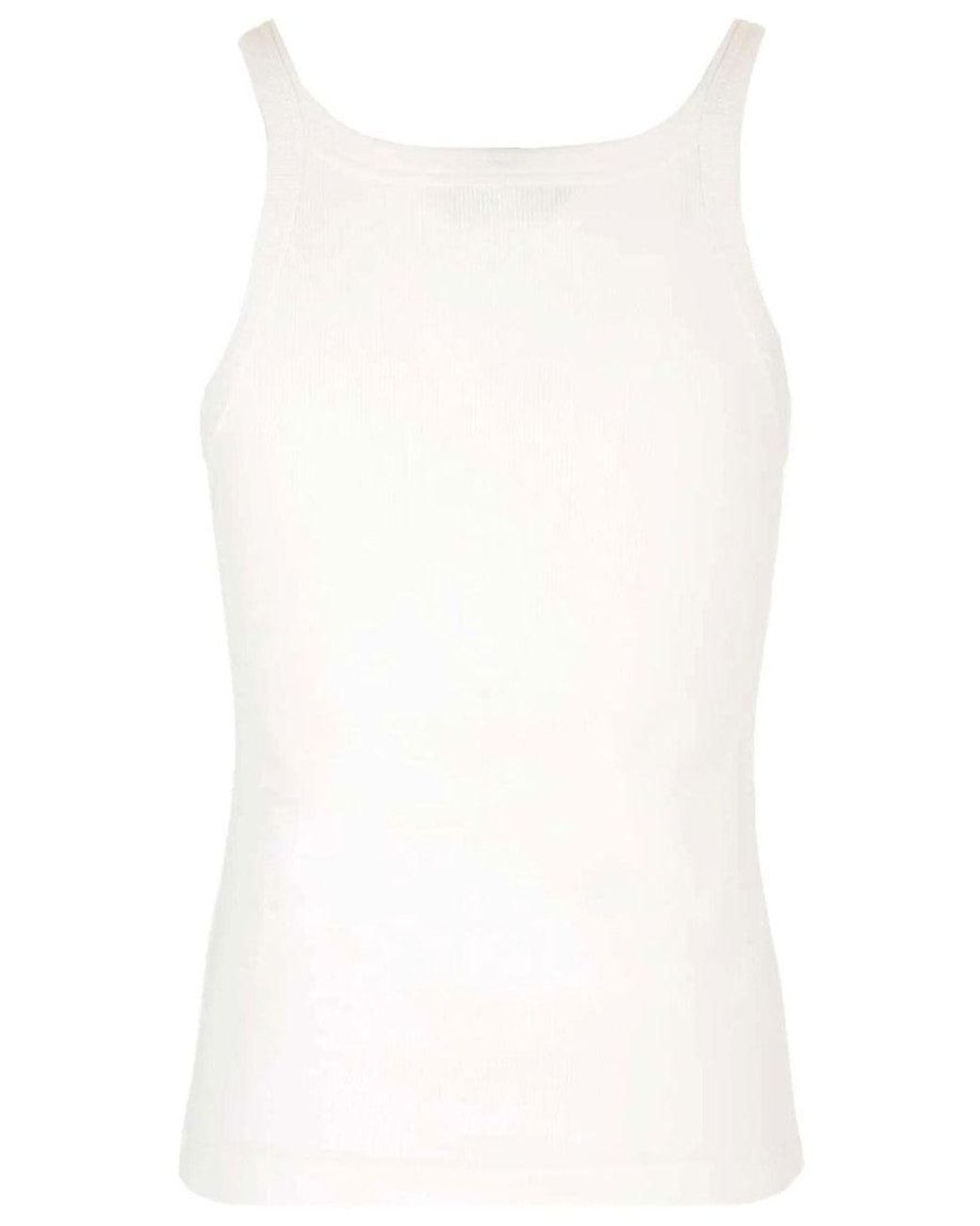 Fendi White Logo Scoop Neck Tank Top