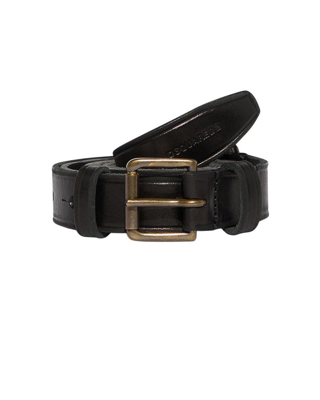 DSquared² Black Dark Solid Casual Belt for men