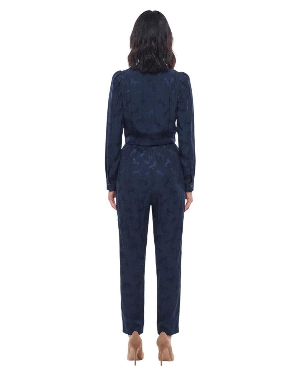 Stella McCartney Blue Jacquard V Neck Jumpsuit