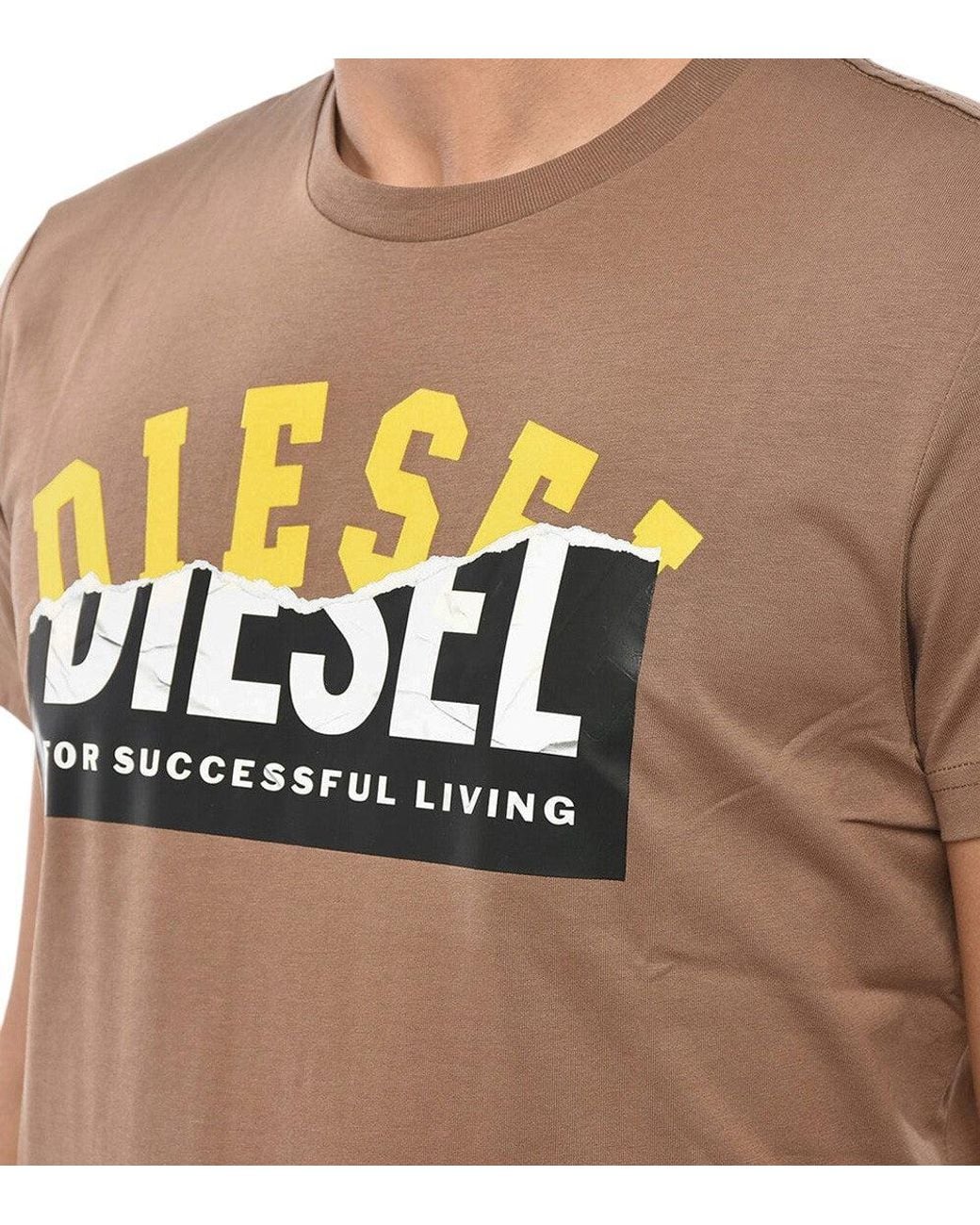 DIESEL Brown Graphic Logo T-Shirt for men
