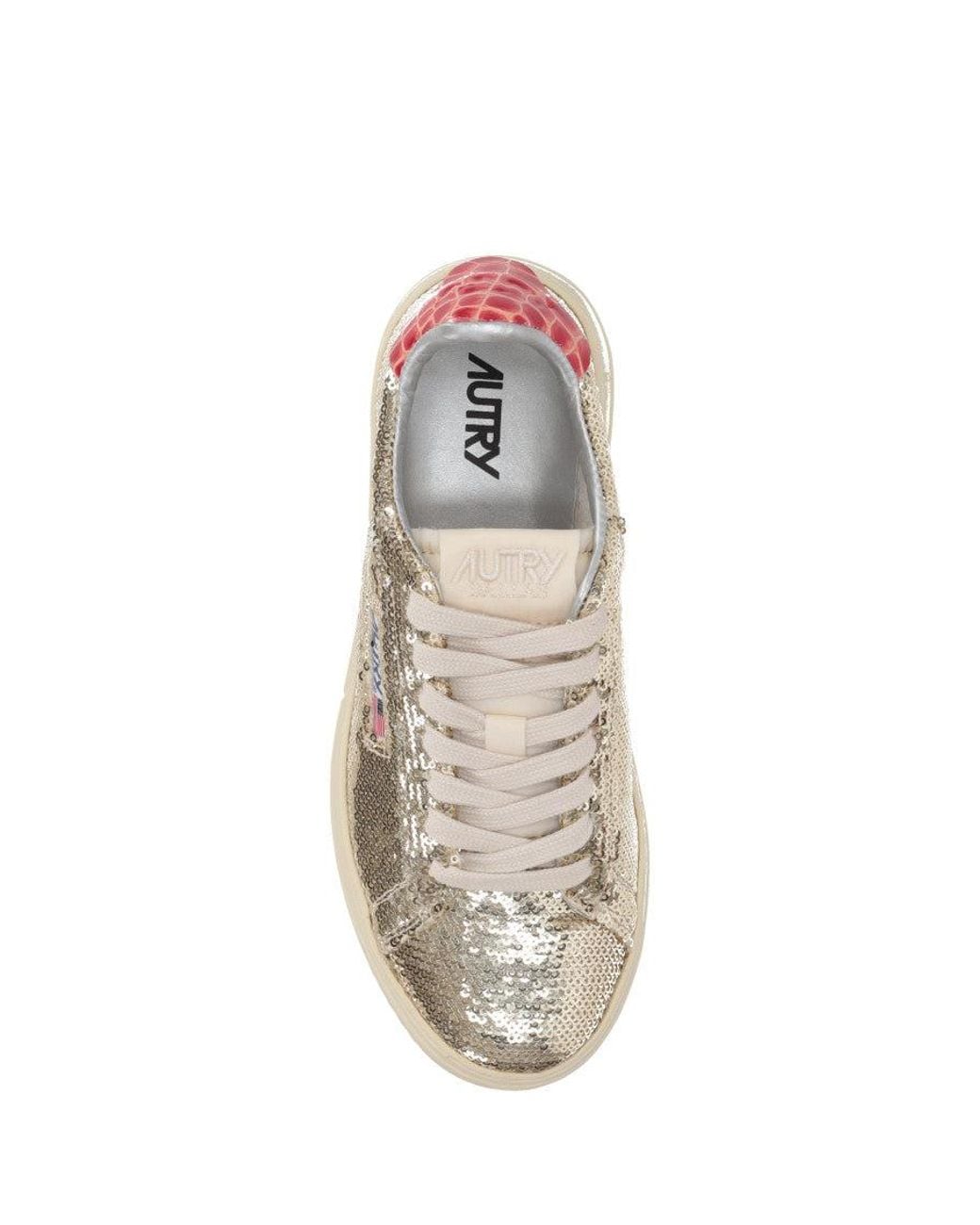 Autry Metallic Golden Lace Up Sneakers