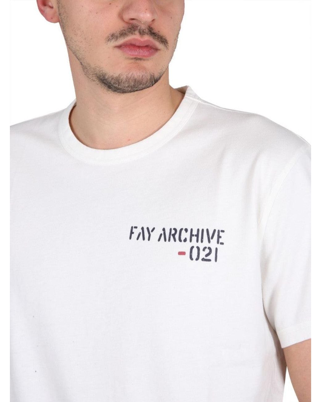 Fay White Logo T-Shirt for men