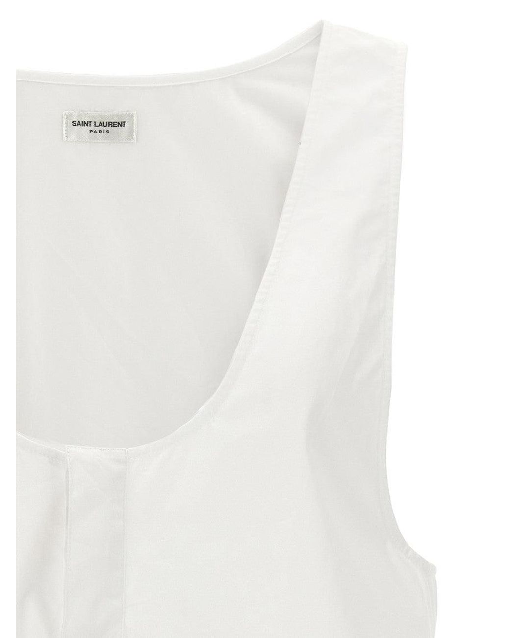 Saint Laurent White 'Henley' Tank Top