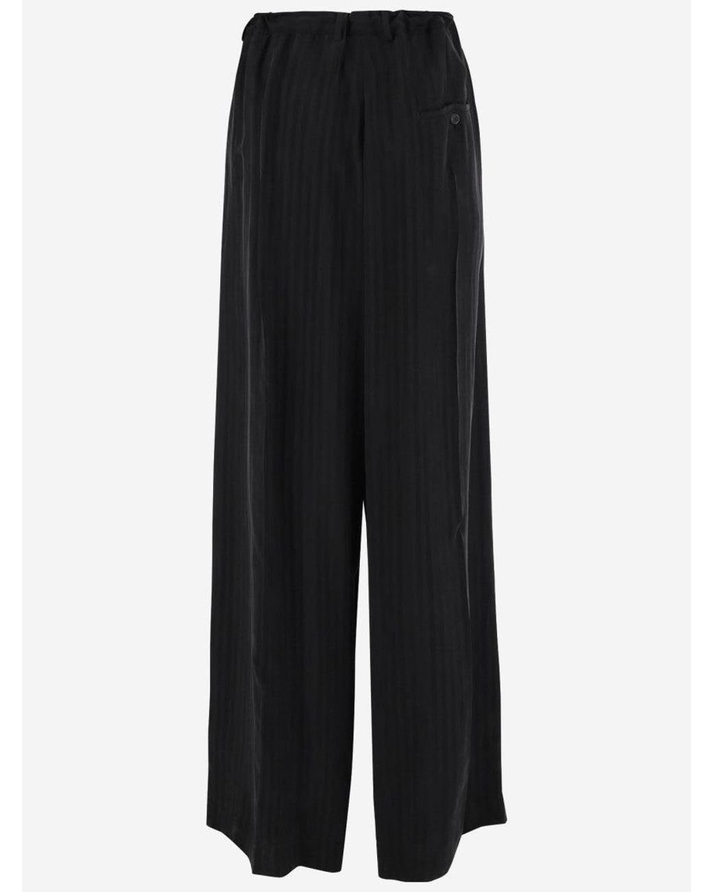 Balenciaga Black Drawstring Wide-Leg Pants