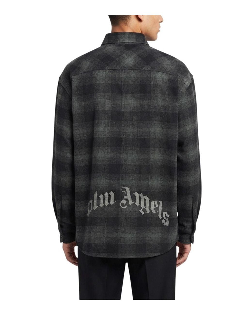 Palm Angels Green Regular Checked Shirt for men