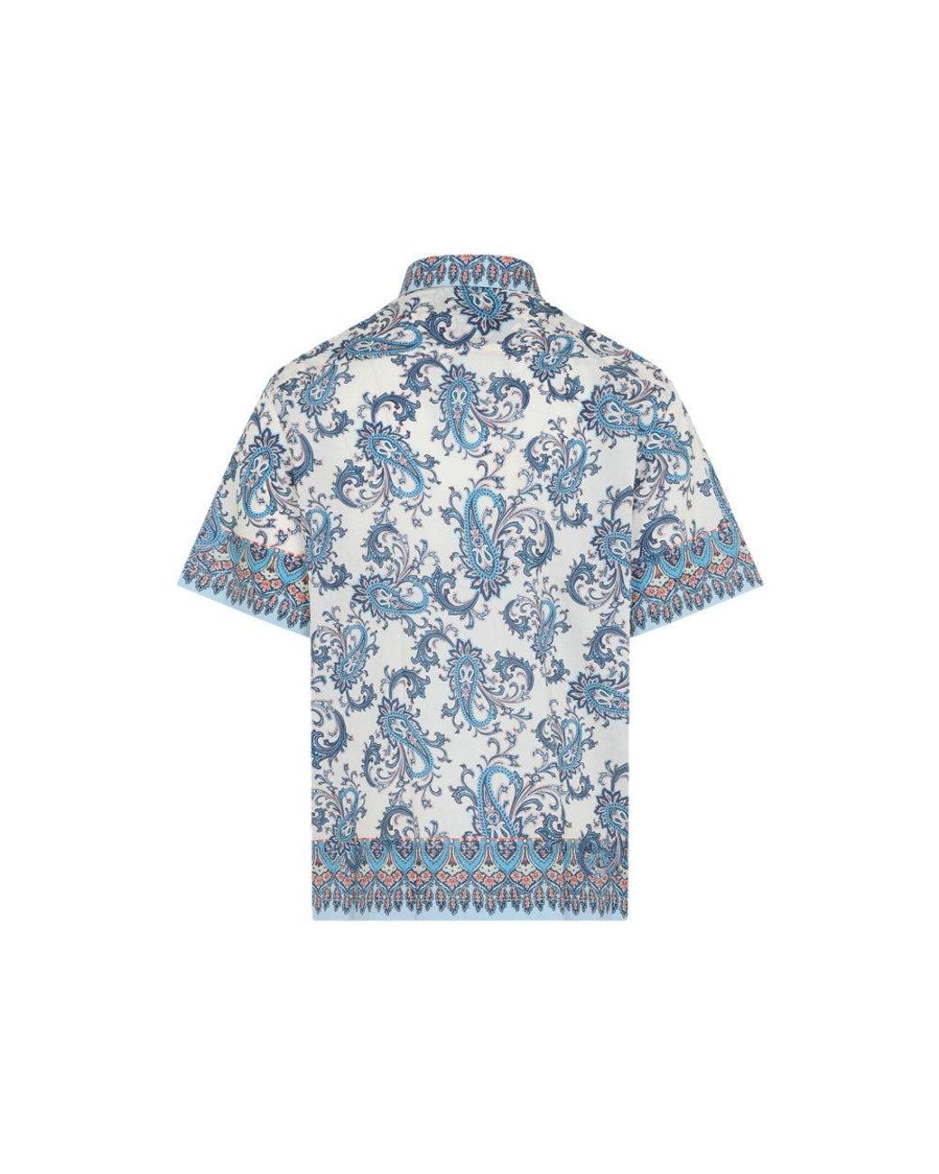 Etro Blue Regular Paisley Shirt for men