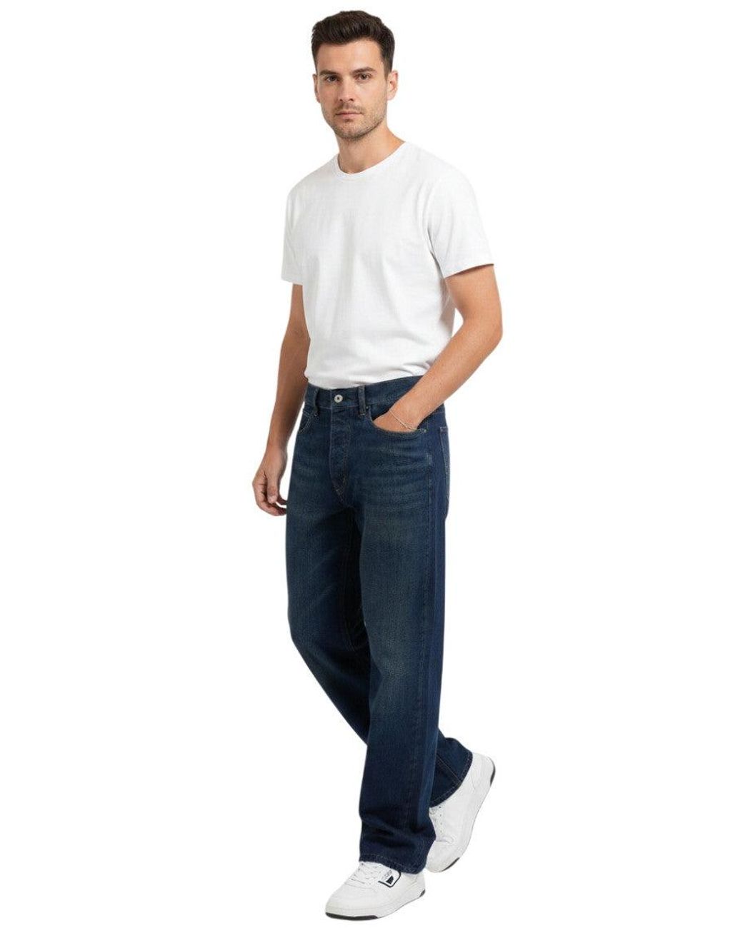 HUGO Blue Relaxed Mid Rise Jeans for men