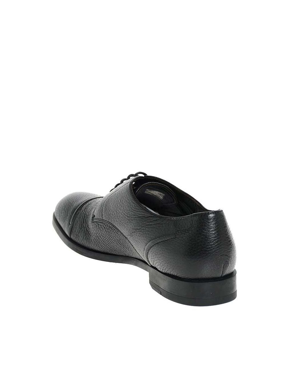 Zegna Black Textured Leather Lace Ups for men