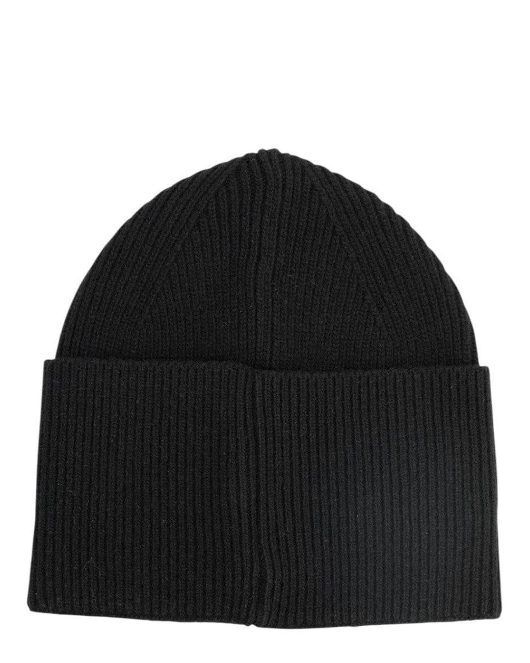 HUGO Black Logo Beanie Cap for men