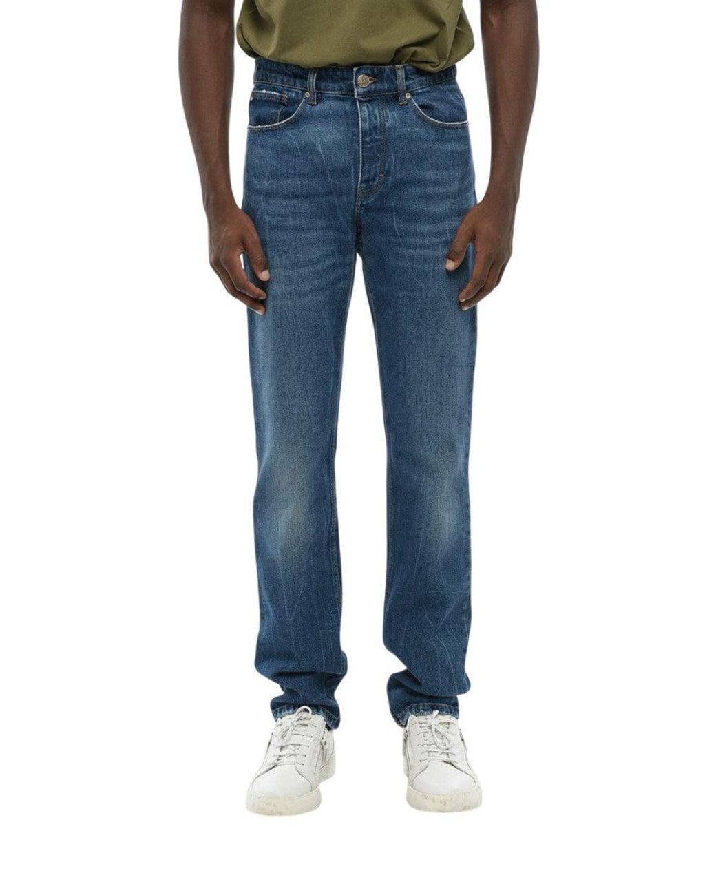 AMI Blue Regular Mid Rise Jeans for men