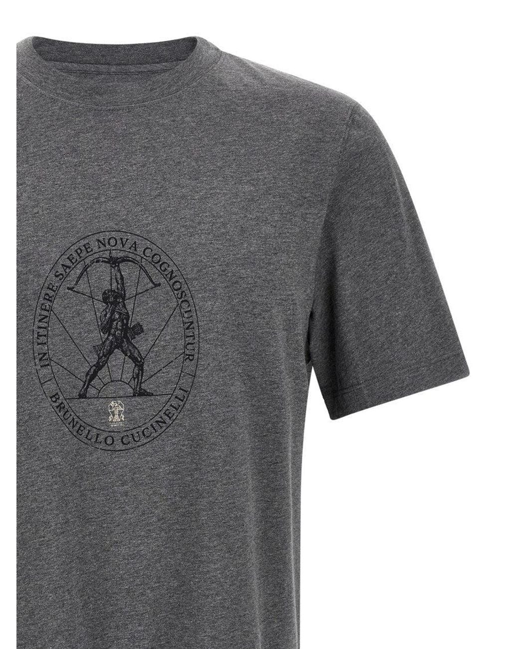 Brunello Cucinelli Gray Dark Crew Neck T-Shirt for men