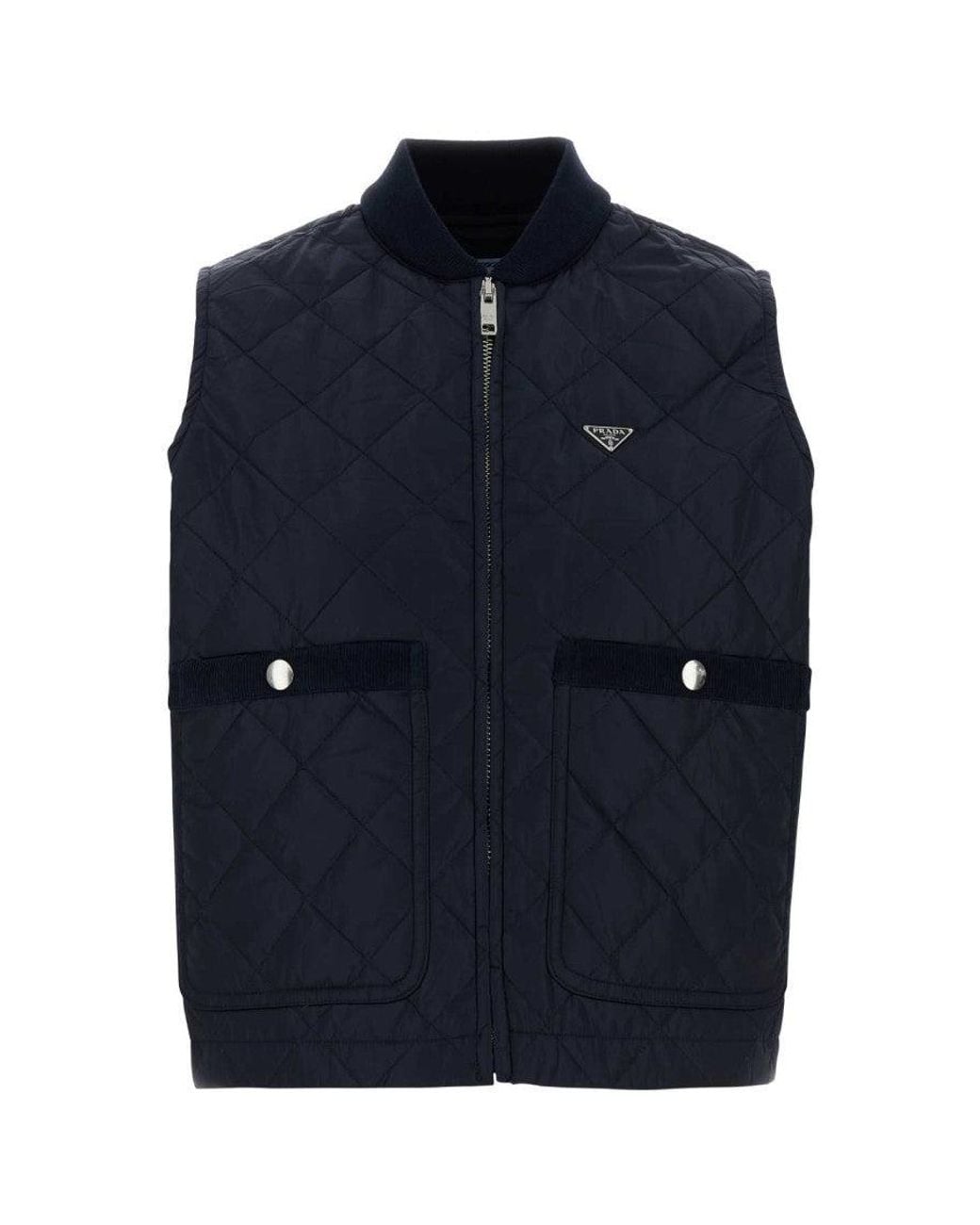 Prada Blue Mandarin Collar Jacket