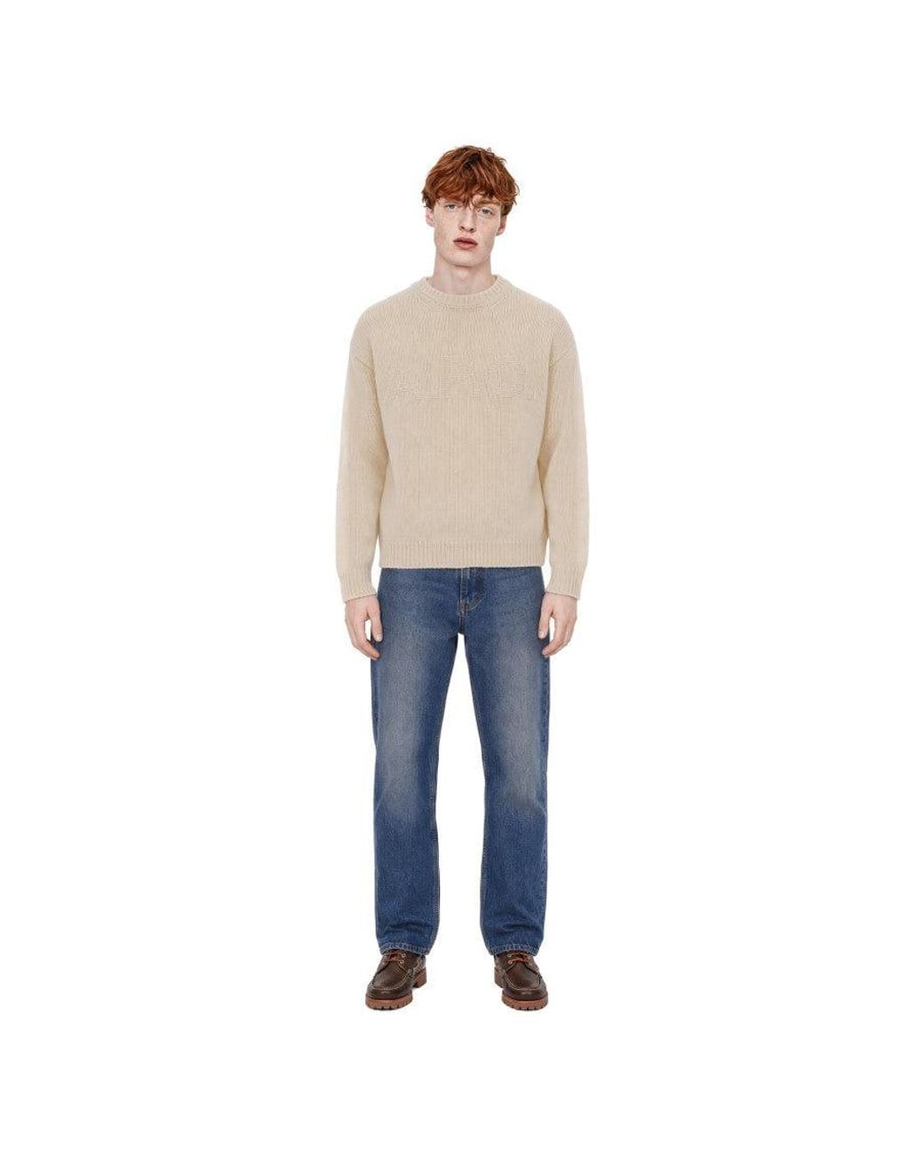 A.P.C. White Off Knitted Sweater for men