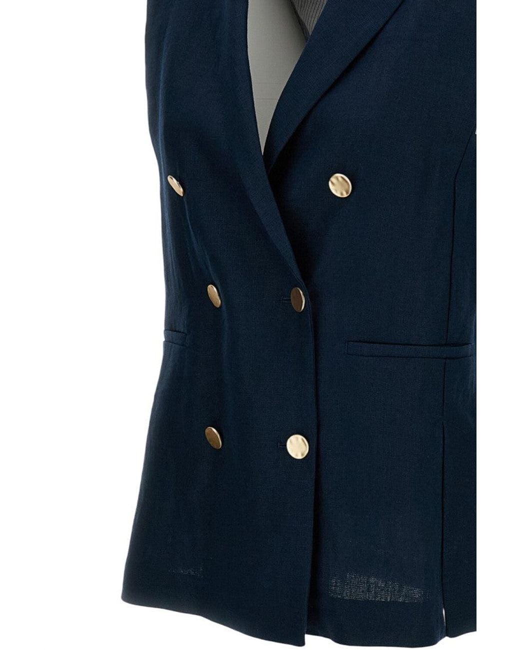 Max Mara Blue Notched Lapel Blazer