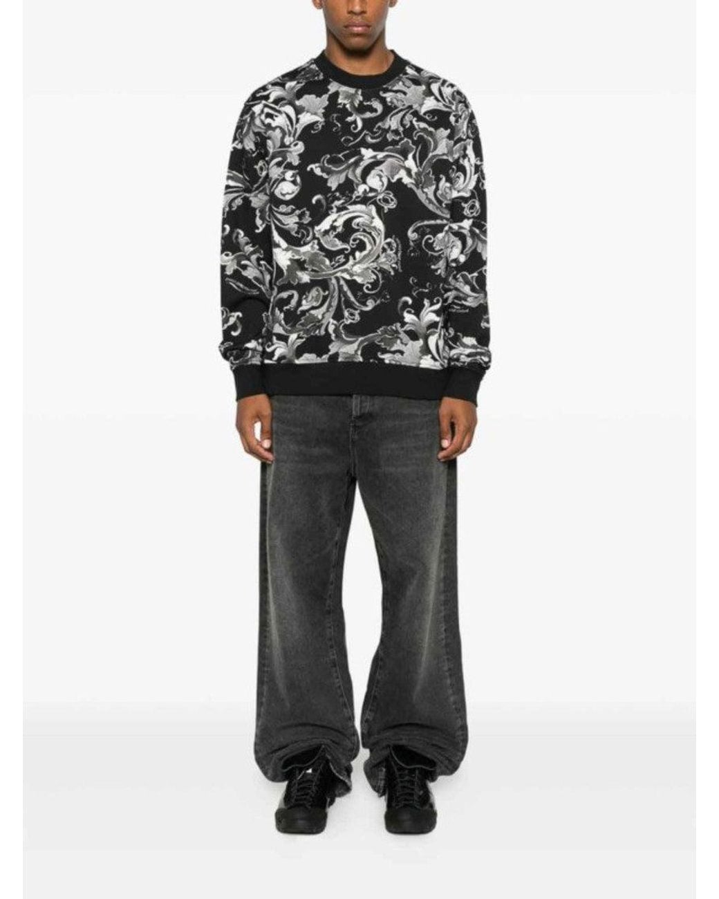 Versace Jeans Couture Black Printed Sweatshirt for men