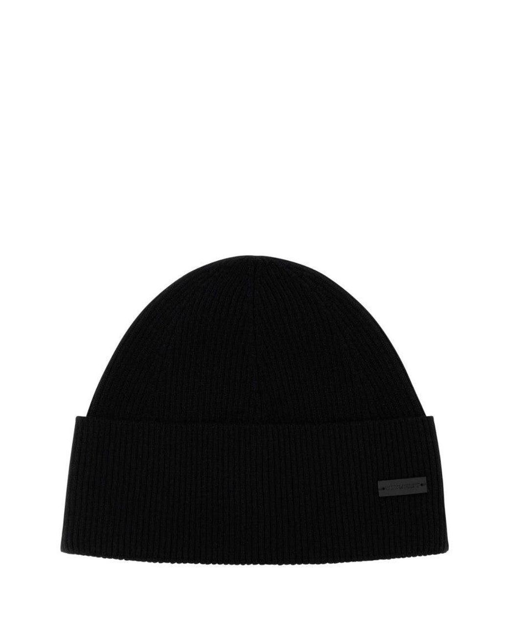 Saint Laurent Black Logo Beanie Cap