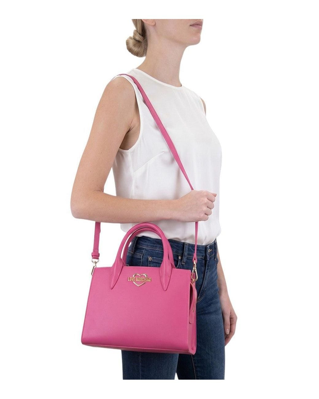 Love Moschino Purple Heart Logo Small Satchel