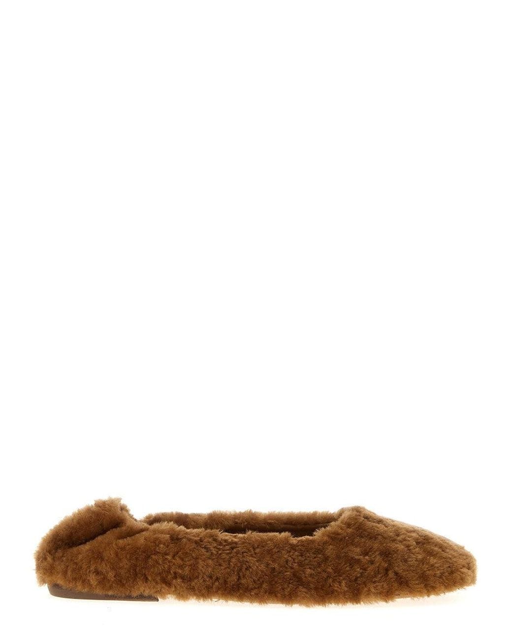 Dries Van Noten Brown Fur Ballet Flats
