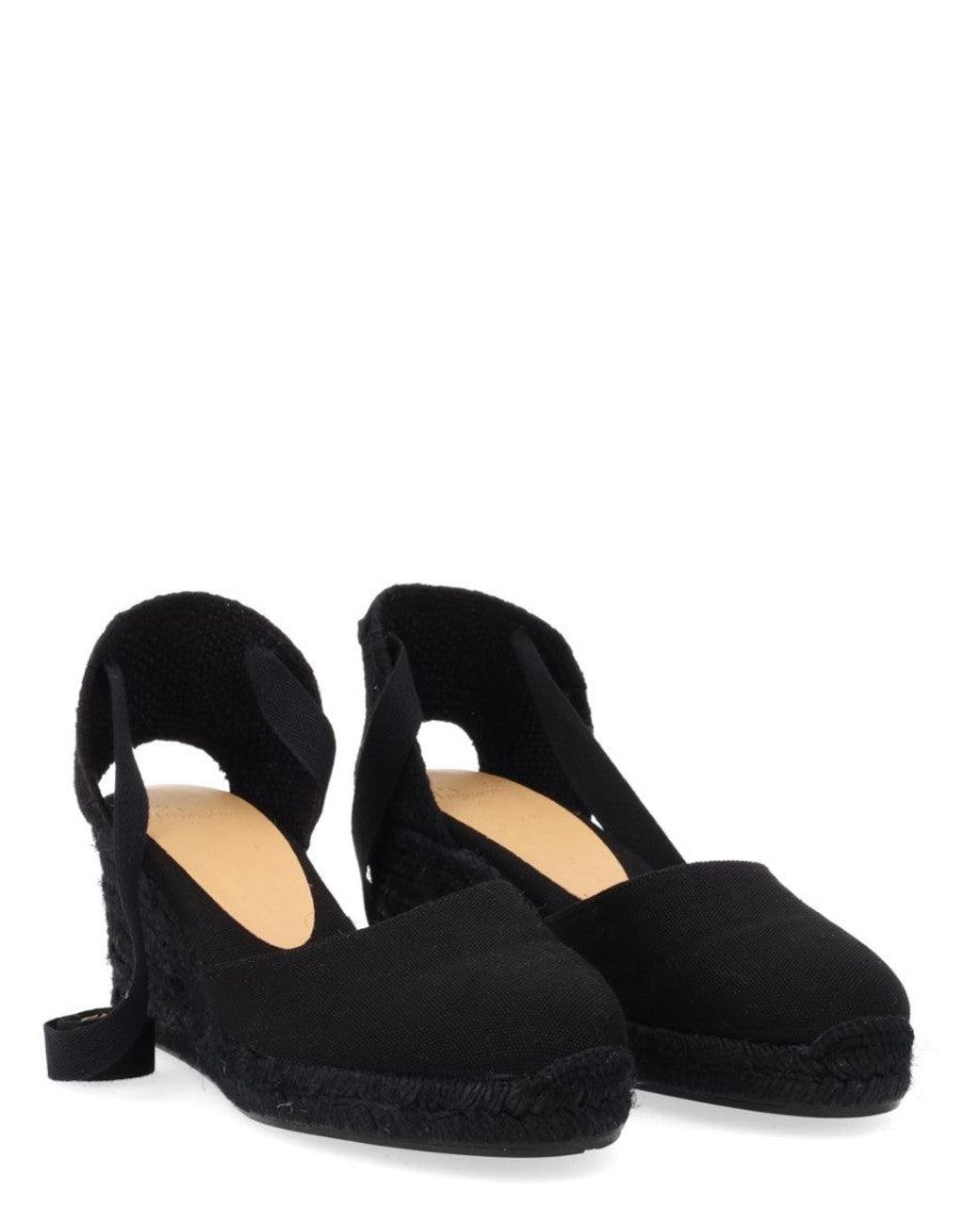 Castaner Black Lace-Up Wedges