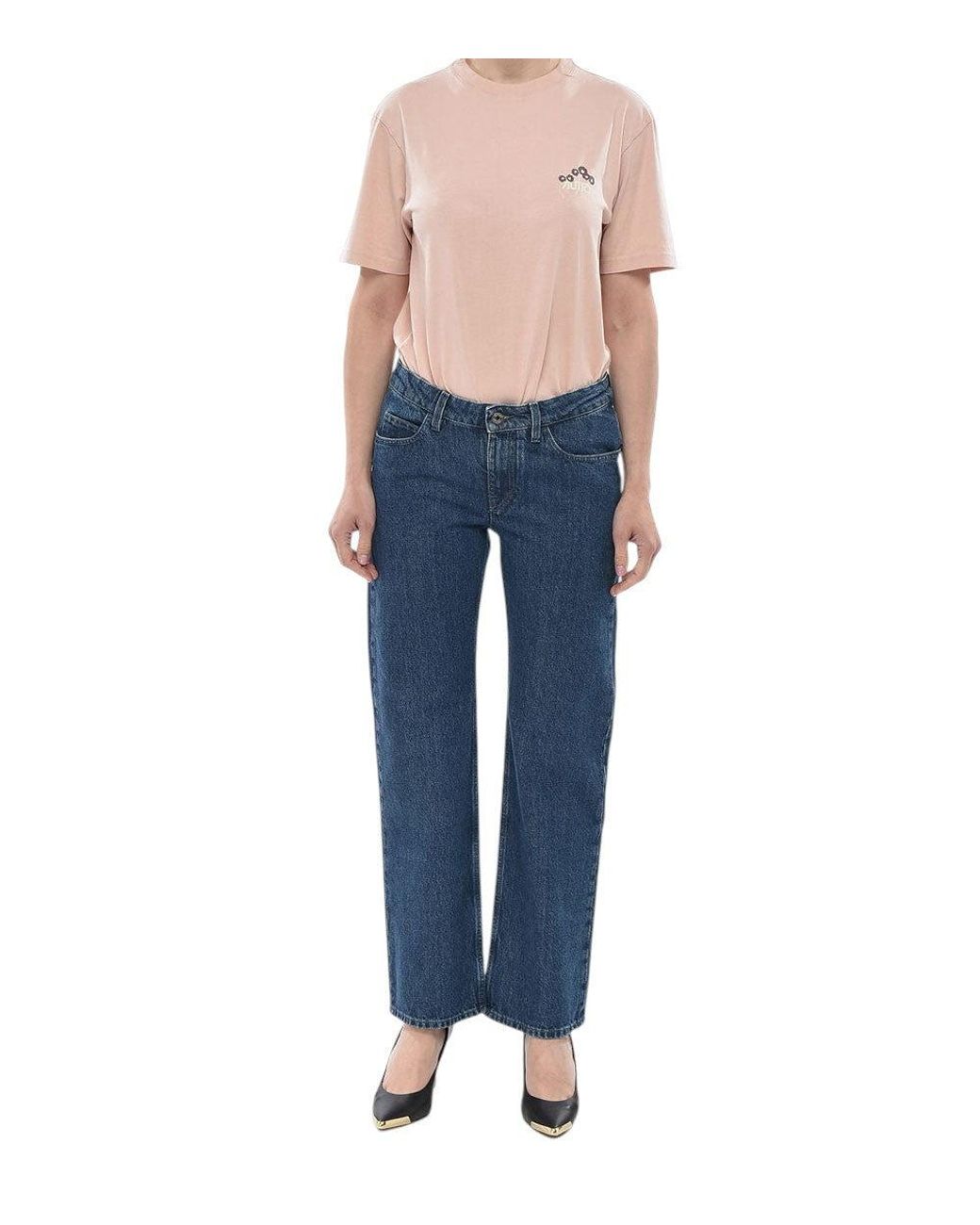 Off-White c/o Virgil Abloh Blue Straight High Rise Jeans