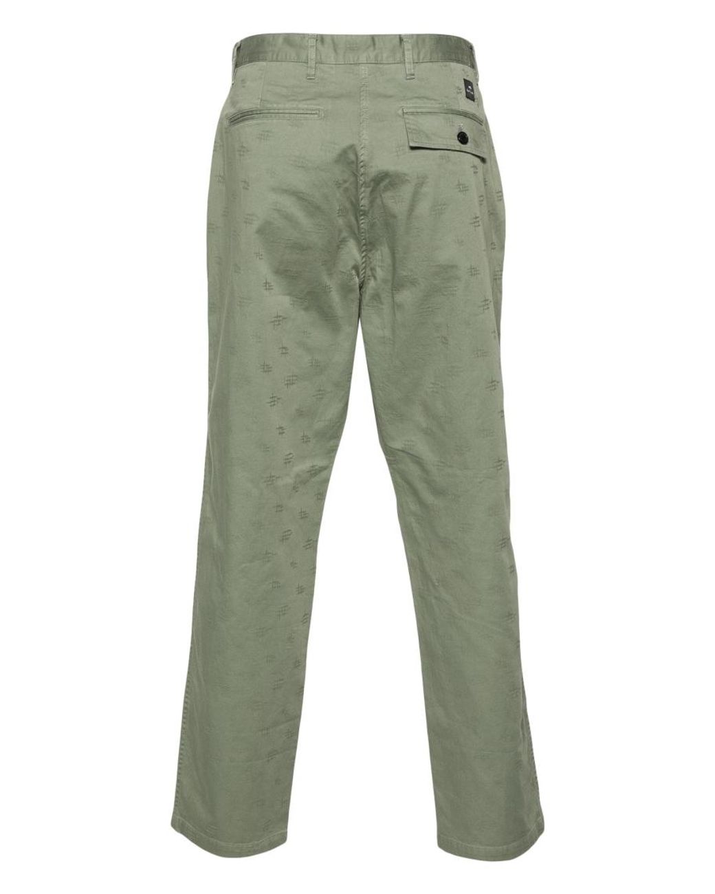 Paul Smith Green Monogram-Jacquard Straight Trousers for men
