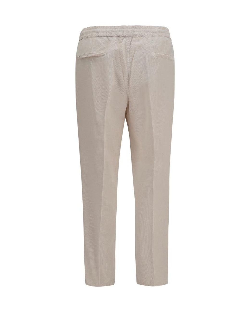 Brunello Cucinelli Gray Corduroy Drawstring Pants Cotton for men