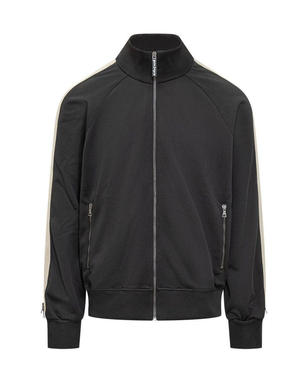 Palm Angels Black Stripes Mock Collar Sweatshirt for men