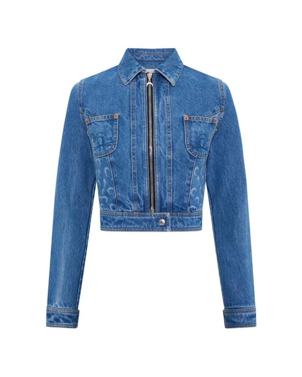 MARINE SERRE Blue Denim Cotton Jacket