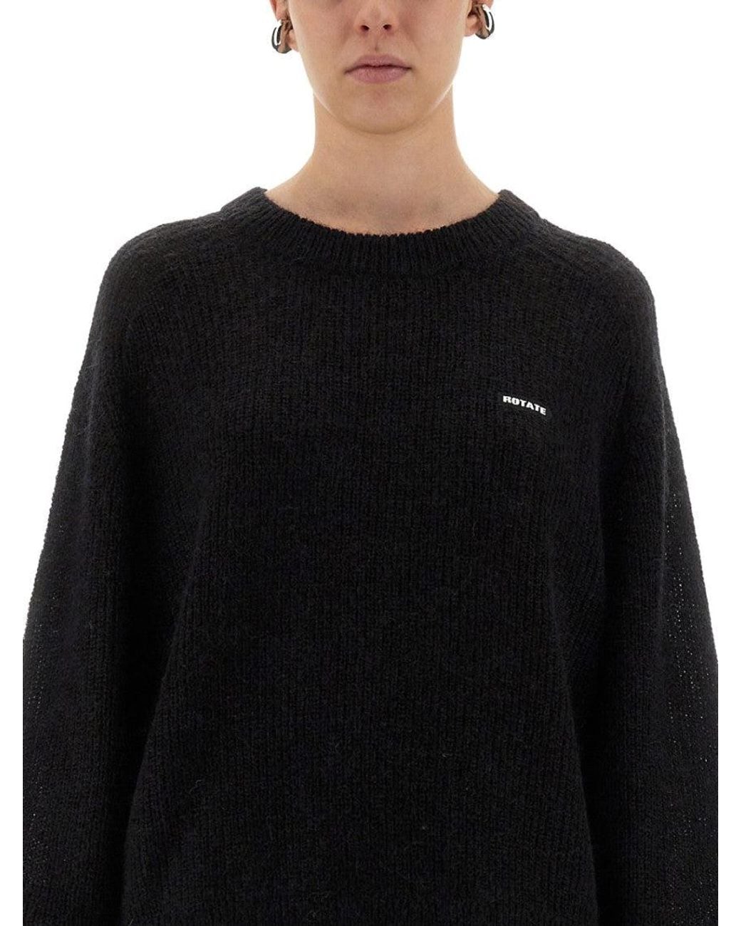 ROTATE BIRGER CHRISTENSEN Black Lightweight Knit Sweater With Logo Detail