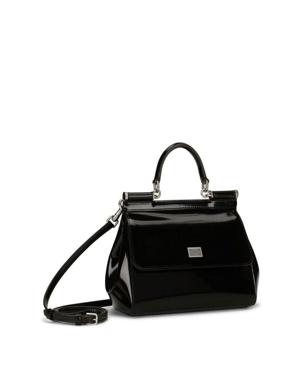 Dolce & Gabbana Black Sicily Medium Shiny Leather Handbag
