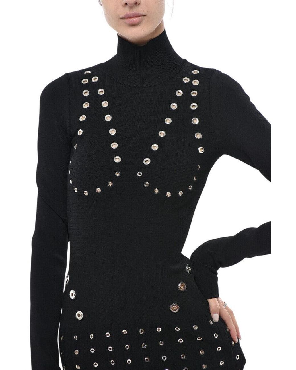 Off-White c/o Virgil Abloh Black Embellished Turtle Neck Mini Dress