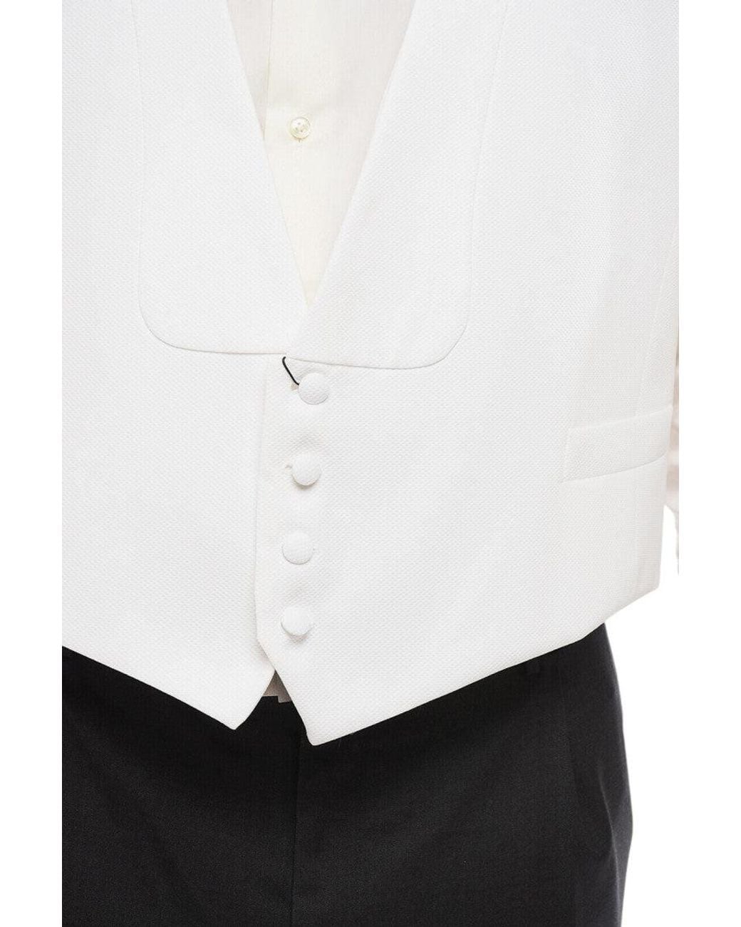 Corneliani White Honeycomb Knit Waistcoat for men
