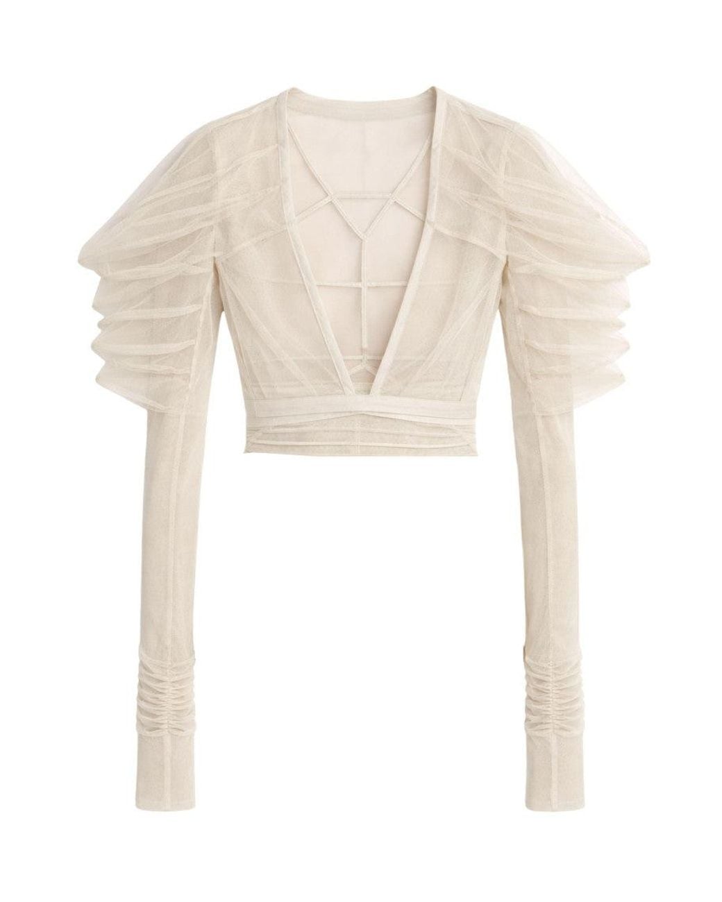 Rick Owens White Solid V Neck Top