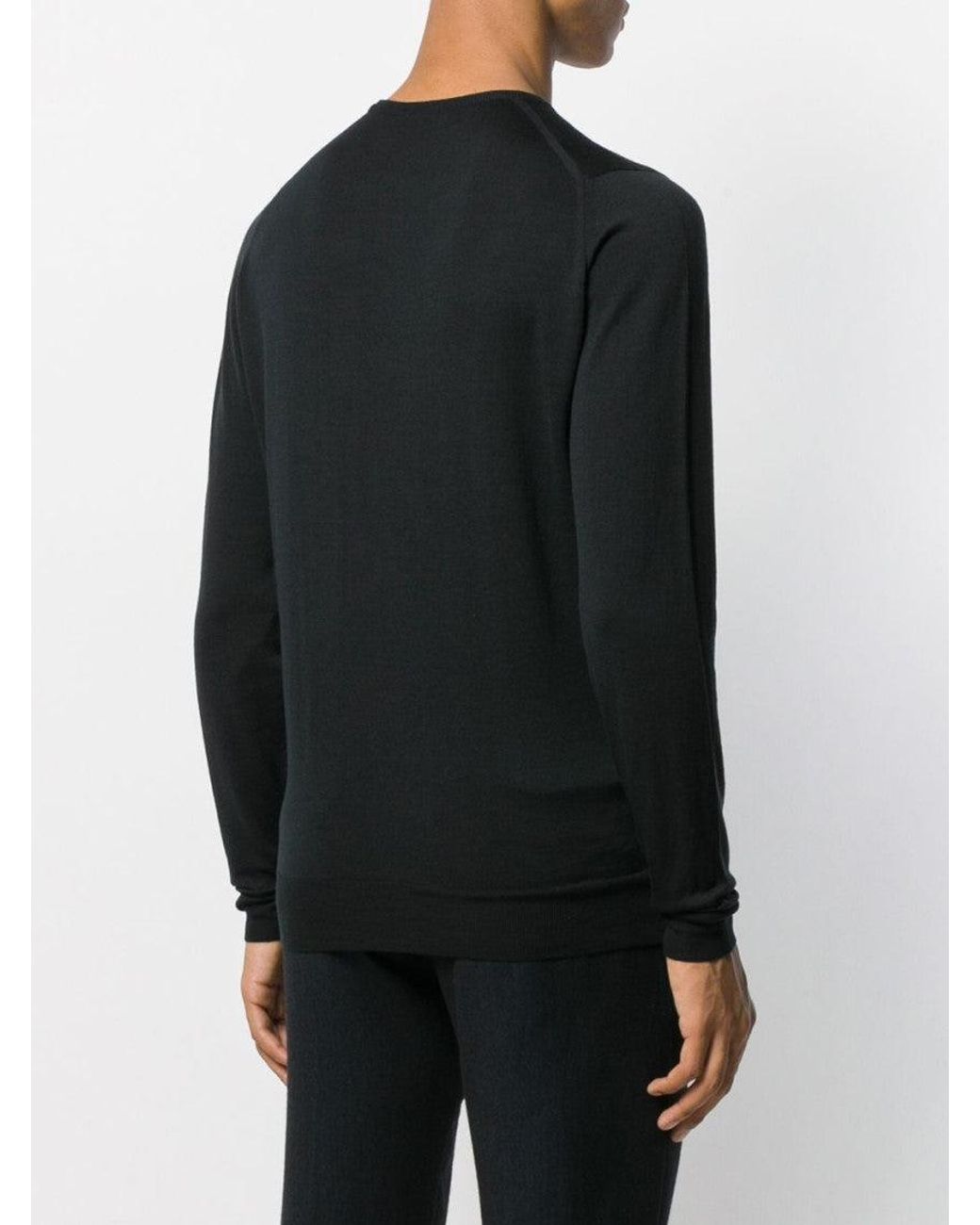 John Smedley Black Wool Sweater for men
