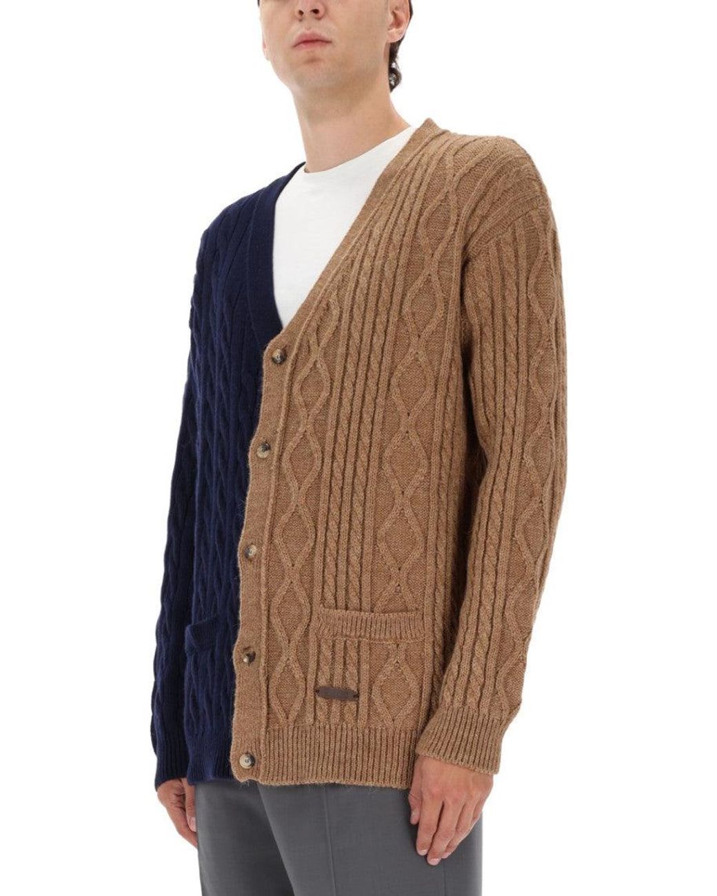 Moschino Blue Bicolor Cardigan Acrylic Jumpers for men